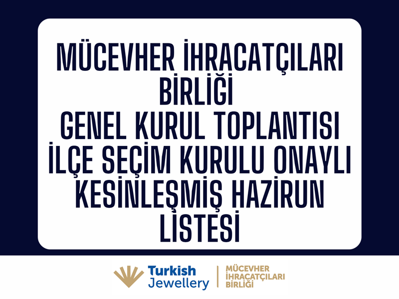 Mücevher İhracatçıları Birliği İlçe Seçim Onaylı Kesinleşmiş Hazirun Listesi